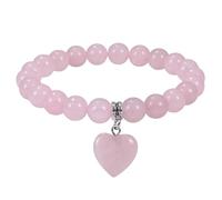 RWGSNB Braccialetti Perline Cristallo Donne Ragazze Ciondolo Cuore Bracciale Pietra Preziose Corda Elastica 6 Mm Braccialetti Pietra Naturale Gioielli Cristallo Curativi Reiki Yoga Regali Spirituali
