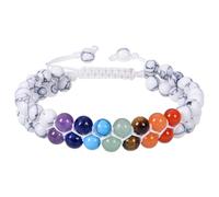 RWGSNB Braccialetto Dei 7 Chakra Bracciale Donna Uomo Perline Strati Bracciale Pietra Preziose Regolabile Fatto Mano Corda Intrecciata Braccialetti Pietra Gioielli Cristallo Curativi Reiki Regali Ho