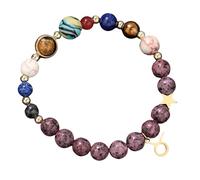 RWGSNB Bracelet Pierre Naturelle, Bracciale Preziose del Sistema Solare Pendente A 12 Costellazioni Braccialetti Perline in Granito Viola Naturale 8 Mm Bracciali Cristallo Protezione per Uomo e Donn