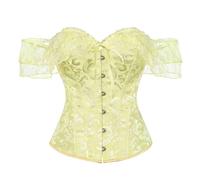 RWGSNB Corsetti Donna ElegantiCorsetto Donna a Spalle Scoperte Bustier Vintage Floreale Lacci Sopra Il Seno Maniche in Pizzo Stile Gotico Push-Up Modellante Stecche Corsetto Vita Top Sera Fibbia Gia