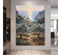 RWGSNB Dipinto Ad Olio 100% Dipinto a Mano Impressionista con Alba Paesaggio Marino Realizzato Mano Su Tela Moderno 30 x 50 cm Opera D'Arte Decorativa per Soggiorno Camera Letto.