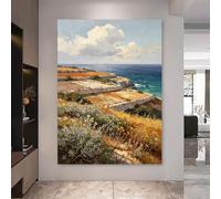 RWGSNB Dipinto Ad Olio 100% Dipinto a Mano Texture Spessa Splendido Paesaggio Mediterraneo Opera D'Arte Decorativa Realizzata Mano Su Tela Ideale per Soggiorno Camera Letto 50 x 70 cm.
