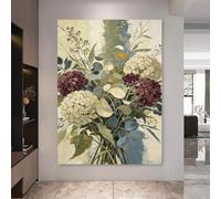 RWGSNB Dipinto Ad Olio Su Tela Raffigurante Un'Ortensia 100% Dipinto Mano con Tecnica Impasto Opera D'Arte Botanica Vintage Senza Cornice Ideale per Decorare Soggiorno Camera Letto Dimensioni: 90 x