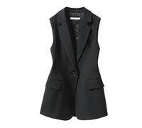 RWGSNB Panciotto Donna, Gilet da Donna Gilet Elegante con Bottoni Scollo A V con Intaglio Senza Maniche Blazer Cardigan Casual Senza Maniche Elegante Gilet da Donna per L'Uso Quotidiano Nero M