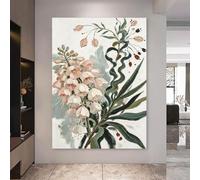 RWGSNB Quadro Floreale Dipinto a Mano al 100% con Texture Impasto Opera D'Arte Botanica Floreale Dipinto Decorativo Su Tela per Soggiorno Camera Letto 30 x 50 cm.
