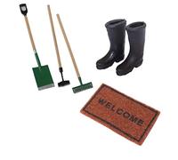 Rwigeboo Attrezzi per la Fattoria delle Case delle Bambole Stivali da Pioggia da Giardinaggio in Miniatura Accessori per tappeti Mini Modello di Simulazione funzionante