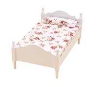 Rwigeboo Letto per Una casa delle Bambole, 1 Bambole a 12 bilanci di realistica con Materasso e Cuscino per Motivi Floreali, mobili per Camera da Letto per la casa delle in Legno per Bambini f