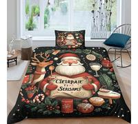 RWLOVJQZA 3D Con Stampa Di Babbo Natale Set Di Biancheria Da Letto Con 2 Pezzi Copripiumino Con Chiusura A Cerniera Per Ragazzi E Ragazze,coppie,camera Da Letto,decorazione Single（135x200cm）
