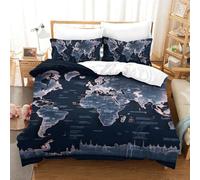 RWLOVJQZA Map Set Di Biancheria Da Letto Stampato in 3D Con Federa, Fodera Per Piumino Da Con Chiusura A Cerniera, Microfibra Morbida Adatto A Bambini Adulti Single（140x200cm）