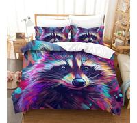 RWLOVJQZA Raccoon Set Di Biancheria Da Letto Con Stampa 3D Copripiumino Copripiumino Stampato Con Cerniera Per Bambini Copriletto Per Adulti Biancheria Da Letto Double（200x200cm）