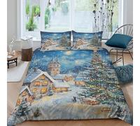 RWLOVJQZA Stampa 3D Albero di Natale Set Di Biancheria Da Letto 3 Pezzi Copripiumino Morbida Microfibra Per Ragazzi E Ragazze,coppie,camera Da Letto,decorazione King（220x240cm）
