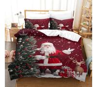 RWLOVJQZA Stampa 3D Babbo Natale Set Di Biancheria Da Letto Con 3 Pezzi Set Copripiumino Con Cerniera E Federe Per Ragazzi E Ragazze,coppie,camera Da Letto,decorazione Super King（260x220cm）