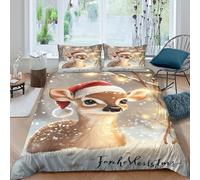 RWLOVJQZA Stampa 3D Natale Set Di Biancheria Da Letto 3 Pezzi Copripiumino Con Cerniera E Federe Per Ragazzi E Ragazze,coppie,camera Da Letto,decorazione Double（200x200cm）