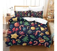 RWLOVJQZA Stampa 3D Natale Set Di Biancheria Da Letto 3 Pezzi Set Copripiumino E Federa Coordinata Per Ragazzi E Ragazze,coppie,camera Da Letto,decorazione Single（140x200cm）