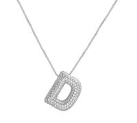 RWQIAN Bubble Initial Letter Chain Argento Delle Donne Balloon Sparkling Zirconia Lettera Pendente Collana Alfabeto D Gioielli Regali delle Donne