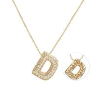 RWQIAN Bubble Initial Letter Chain Oro Delle Donne Balloon Sparkling Zirconia Lettera Pendente Collana Alfabeto D Gioielli Regali delle Donne