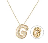 RWQIAN Bubble Initial Letter Chain Oro Delle Donne Balloon Sparkling Zirconia Lettera Pendente Collana Alfabeto G Gioielli Regali delle Donne