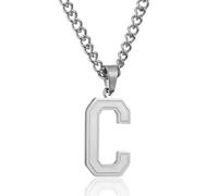 RWQIAN Collana Uomo con Lettera Ciondelli Argento Acciaio Inossidabile Iniziale Lettere C Collana Pendente 60cm Pasche Festa del Padre Anniversario Regali per Uomo Ragazzi