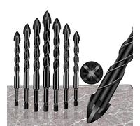 RWRAPS 4-Edge Cross Drill Bit Set 7pcs, Masonry Drill Bit Set, Hex Shank Drill Bit Set,Multi-Functio Universal Drill Bit for Ceramic Tile,Wall,Cement,Wood