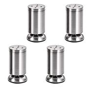 RWRAPS Gambe per mobili da 4 pezzi Gambe regolabili Gambe per armadi Gambe per tavoli Gambe per mobili, Lega di zinco spazzolata, 60 mm/2,36 pollici (Acciaio spazzolato 60 mm/2,36 pollici)