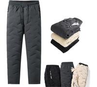 RWRAPS Unisex Lambswool Fleece-Lined Joggers,Winter Warm Waterproof Thick Track Pants Thermal Fleece Jogger (L,Gray-b)
