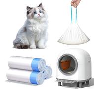 RWSRW 3 sacchetti XXXL per escrementi per gatti con lacci, borsa per lettiera per gatti, sacchetti per gatti autopulenti, sacchetti igienici per un facile cambio della lettiera per gatti, 640 x 340 mm