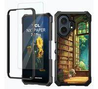 RWUTYTIUL Custodia per TCL NxtPaper 70 Pro 5G Prime Art con 1 pellicola protettiva per schermo, antiurto, resistente, a doppio strato, in morbido silicone, per donne, uomini e ragazze, libri di