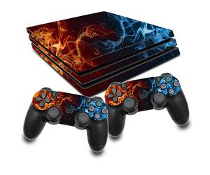 RX022 - Pellicola protettiva in vinile per console e controller per videogiochi, protezione dai graffi, perfetta adattabilità (PS4 Pro, n. 14 fuoco)