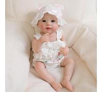RXDOLL 19 pollici Dolce sorriso Reborn Baby Dolls Silicone Full Body Girl Realistiche Bambole Che Sembrano Reale Silicone Neonato Bambole Poseable Giocattoli per Ragazze Regali di Compleanno