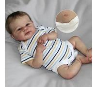 RXDOLL 45CM Bambola Realistica Neonato Maschio Occhi Aperti Morbido Vinile Corpo Completo Bambole Reborn Che sembrano reali Anatomicamente corretto Bambola Regalo per Età 3+