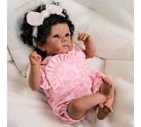 RXDOLL Bambola realistica afroamericana da 45,7 cm, colore nero, con panno morbido, per la vita del corpo, bambola ponderata per neonati, giocattolo fatto a mano, regalo di compleanno per bambini dai