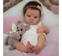 RXDOLL Bambola realistica Reborn 45,7 cm in morbido vinile realistico, neonata con occhi azzurri, capelli radicati a mano, bambola realistica con accessori, giocattoli regalo per bambini dai 3 anni in