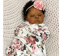RXDOLL Bambole nere Reborn Baby Doll Corpo in panno morbido Bambola afroamericana 20 pollici Biracial Realistica Bambola appena nata Pelle Marrone Scuro Realistico Silicone Neonati Reborn Bambole del