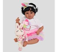 RXDOLL Bambole nere Reborn Bambola Nata Realistica Bambola Africana America Vita Come Bambole Che Sembrano Bambini Reali Biracial Ragazza con Pelle Marrone Scuro
