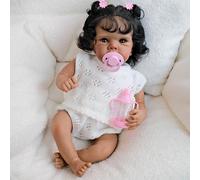 RXDOLL Bambole nere Reborn Bettie Girl 45,7 cm afroamericane realistiche bambole appena nate che sembrano bambini veri, corpo morbido ponderato, bambola nera con giocattolo per l'alimentazione