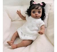 RXDOLL Bambole piccole Reborn da 40,6 cm con corpo in panno morbido fatto a mano, realistica bambola afroamericana nera, realistica, giocattoli per bambini dai 3 anni in su