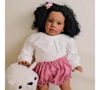 RXDOLL Bambole realistiche da 26 pollici Reborn Baby Bambole Black Girl Big Size Reborn Toddler Doll Cloth Body African American That Look Real Silicone Neonati Regali per Ragazze 3+