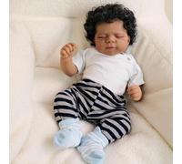 RXDOLL Bambole realistiche del bambino rinato del silicone del corpo intero 45,7 cm realistiche del vinile afroamericano bambola del bambino della pelle nera che dorme giocattoli neonati per i bambini