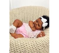 RXDOLL Bambole realistiche Reborn Baby Girl Black Girl 20 pollici Sleeping Newborn Doll Bambole afroamericane che sembrano veri bambini in silicone bambola nera con corpo in panno morbido