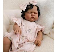 RXDOLL Bambole realistiche Reborn Baby Girl Black Girl 48 CM Addormentato Bambola neonato corpo morbido Bambole afroamericane che sembrano Real Biracial Silicone Babies Doll Pickle