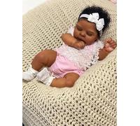 RXDOLL Bambole realistiche Reborn Baby in silicone Full Body Black Girl 20 pollici Sleeping Newborn Doll African American Baby Dolls That Look Real Silicone Babies Biracial Girls