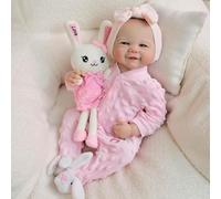 RXDOLL Bambole realistiche Reborn in silicone a corpo intero ragazza 48 cm dolce sorriso bambola neonato lavabile bambola vita reale giocattoli anatomicamente corretti per bambini dai 3 anni in su