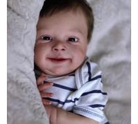 RXDOLL Bambole Reborn Baby Bambole in morbido tessuto corpo come un ragazzo sorridente realistico bambola in vinile che sembra reale 45,7 cm fatta a mano realistica bambola bambino con giocattolo di