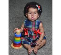 RXDOLL Bambole Reborn Baby Bambole Nero 20 Pollici Corpo Morbido Bambole Afroamericane Bambole Biracial Silicone Neonati Realistico Bambola Neonata Pelle Marrone Ragazza Rinata Nera