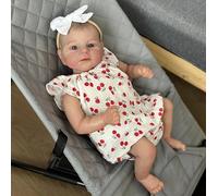 RXDOLL Bambole Reborn Baby in Silicone Full Body 43,2 cm Realistica Bambola Neonata Dell'aspetto Reale Realistico Bambola Del Bambino Che Sembra Real Girl Elijah Occhi Blu Giocattolo Fatto A Mano per