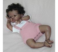 RXDOLL Bambole Reborn Bambola afroamericana nera 50,8 cm realistica bambola neonata realistica corpo in panno morbido bambola vita reale baby doll regali di compleanno di Natale per bambini dai 3 anni