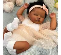 RXDOLL Bambole Reborn Bambole Nere Ragazza 19 Pollici Realistico Neonato Bambola Africana Biracial Realistico Silicone Bambola Nera Vita Reborn Girl Bambole