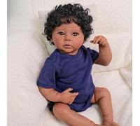RXDOLL Bambole Reborn da 19 pollici in silicone corpo intero come una realistica pelle scura bambola afroamericana ragazzo che sembra reale anatomicamente corretto realistico bambola bambino regali