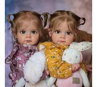 RXDOLL Bambole Reborn Twins Toddler Girl 61 cm Realistico Reborn Toddler Doll Corpo Morbido Panno Bambole Realistiche Che Sembrano Vita Reale Pesato Neonati Neonati Regalo per Bambini