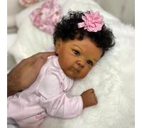 RXDOLL Bambole rinate afroamericane da 45,7 cm, in silicone, corpo intero, ragazza nera, realistica, anatomicamente corretta, che sembrano veri bambini birazziali